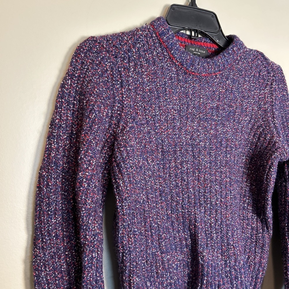 Rag & Bone purple mock neck Confetti Knit Sweater Cropped Size Small - Picture 6 of 9
